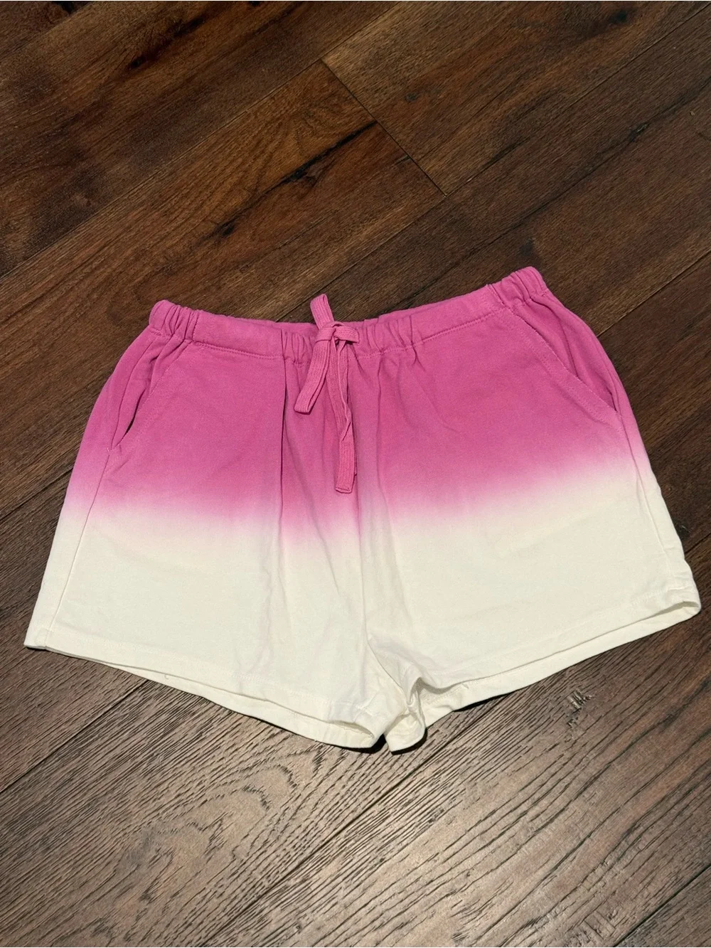 She + Sky Pink Ombre Drawstring Athletic Shorts - Picture 2 of 3
